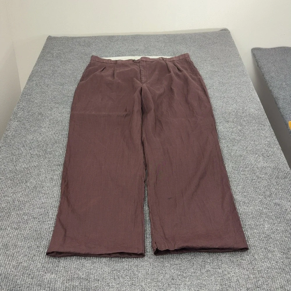 Mojito Collection Pants Mens 48 Brown Linen Pleated Casual Tropical Summer Beach